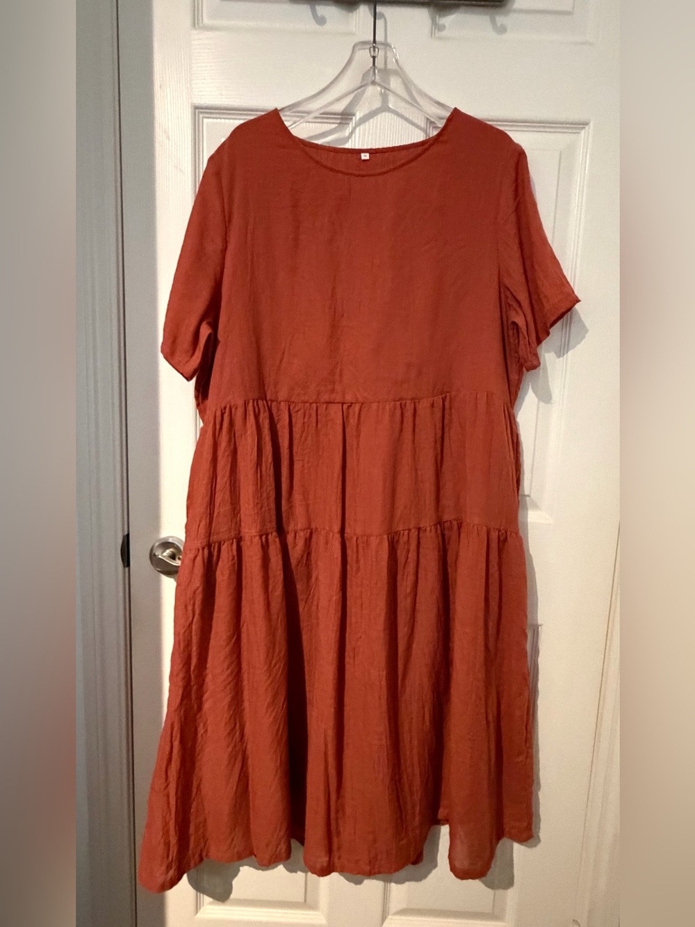 Rust Terracotta Tiered Midi Dress – Size XL